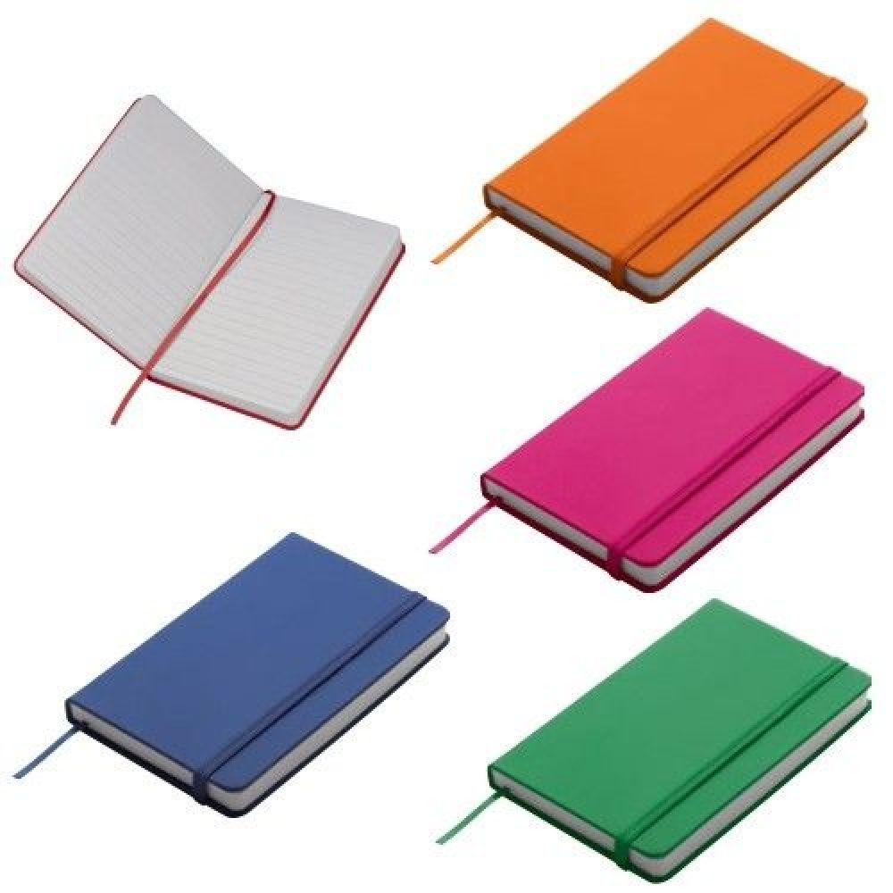 Libreta de cubierta dura de PU, banda elástica y separador con 96 hojas rayadas, Mod. Praga Color imagen
