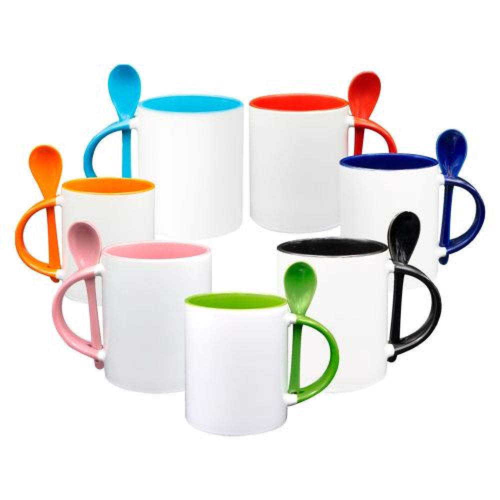 TAZA CUCHARA 11OZ INTERIRO Y ASA COLOR ROSA imagen