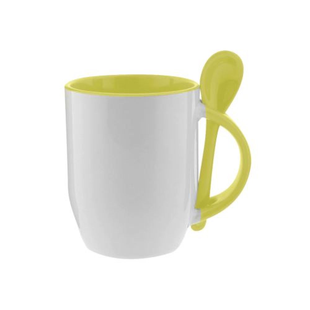TAZA CUCHARA BICOLOR 12OZ AMARILLO imagen