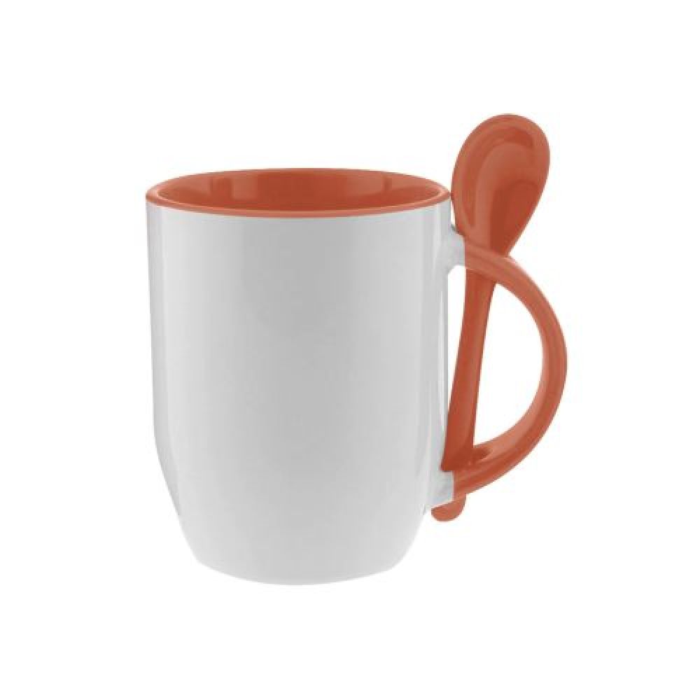 TAZA CUCHARA BICOLOR 12OZ NARANJA imagen