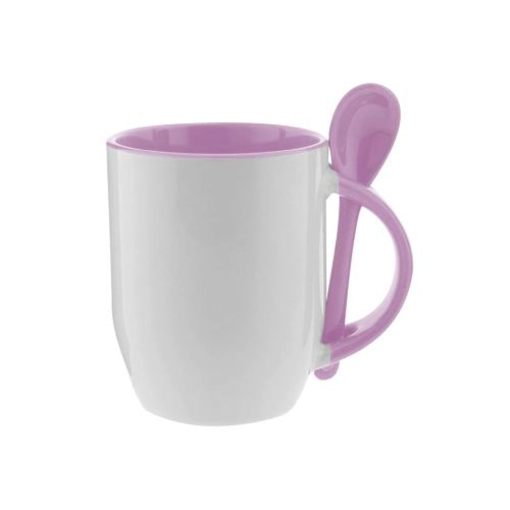 TAZA CUCHARA BICOLOR 12OZ ROSA imagen