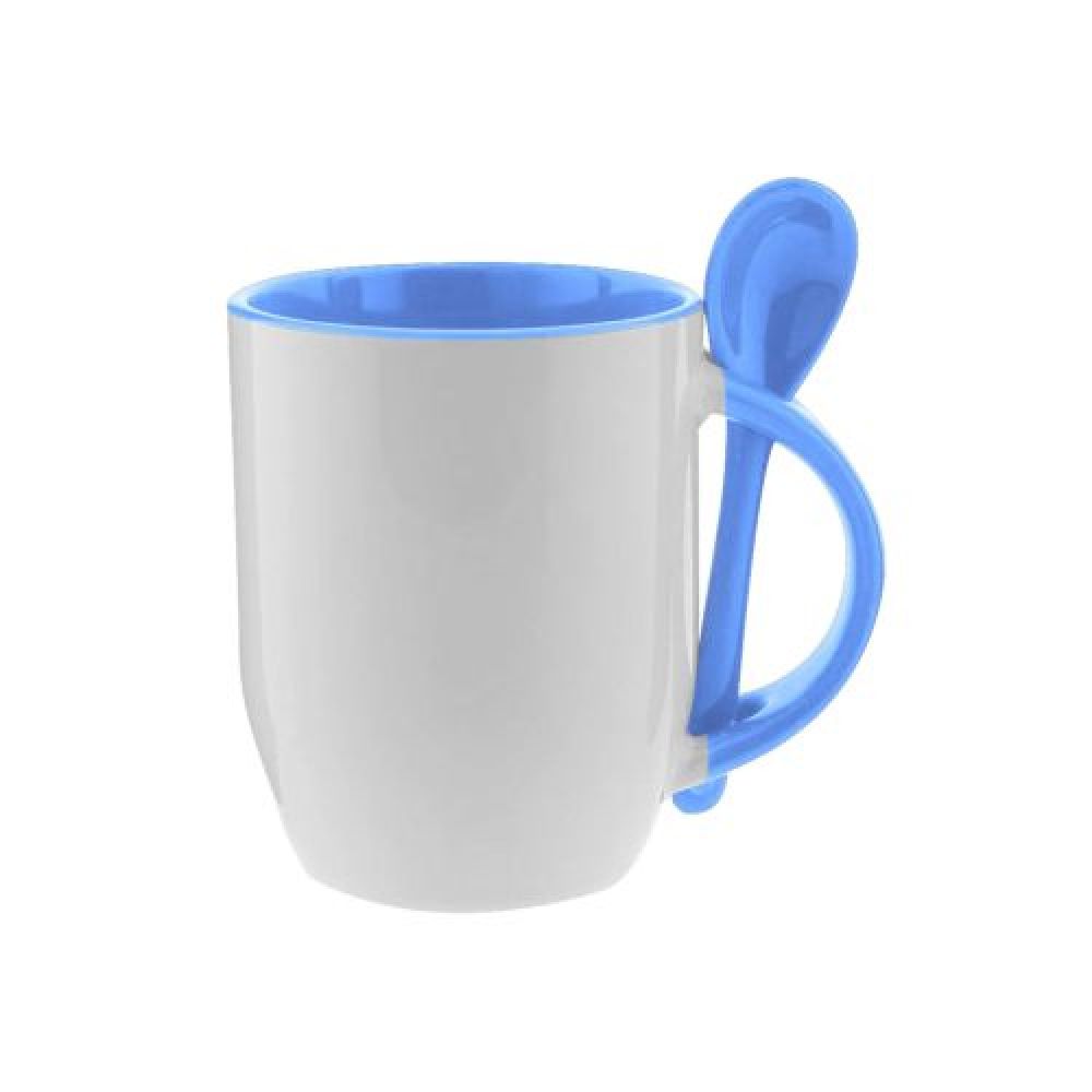 TAZA CUCHARA BICOLOR 12OZ AZUL CIELO imagen