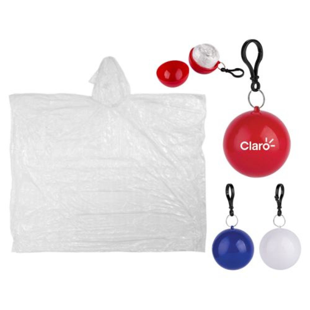 IMPERMEABLE EN ESFERA LUCCA con estuche portátil en forma de esfera y gancho para sujetar. imagen