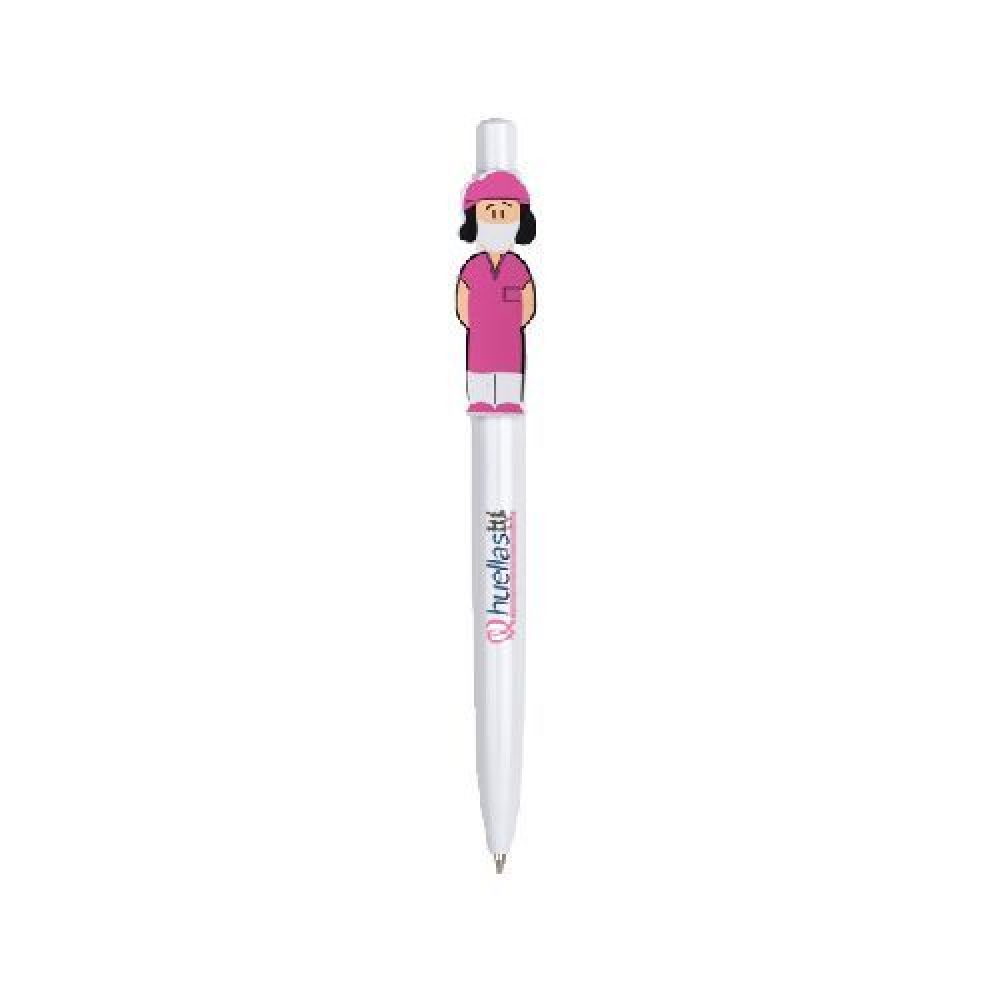 BOLIGRAFO PLASTICO DRA. PEN   Bolígrafo plástico con figura de doctora en el clip. Mecanismo de click. imagen