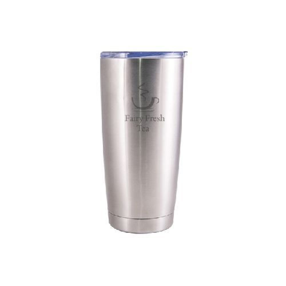 TERMO DOBLE PARED ACERO LUTZEN   Termo de doble pared de acero inoxidable insulado al alto vacío con capa interior de cobre, conserva el frio por 24 hrs. y el calor por 12 hrs. Incluye tapa transparente con cierre a presión con seguro deslizable. CAP. 650 ml. Presentación: caja en color blanco. imagen