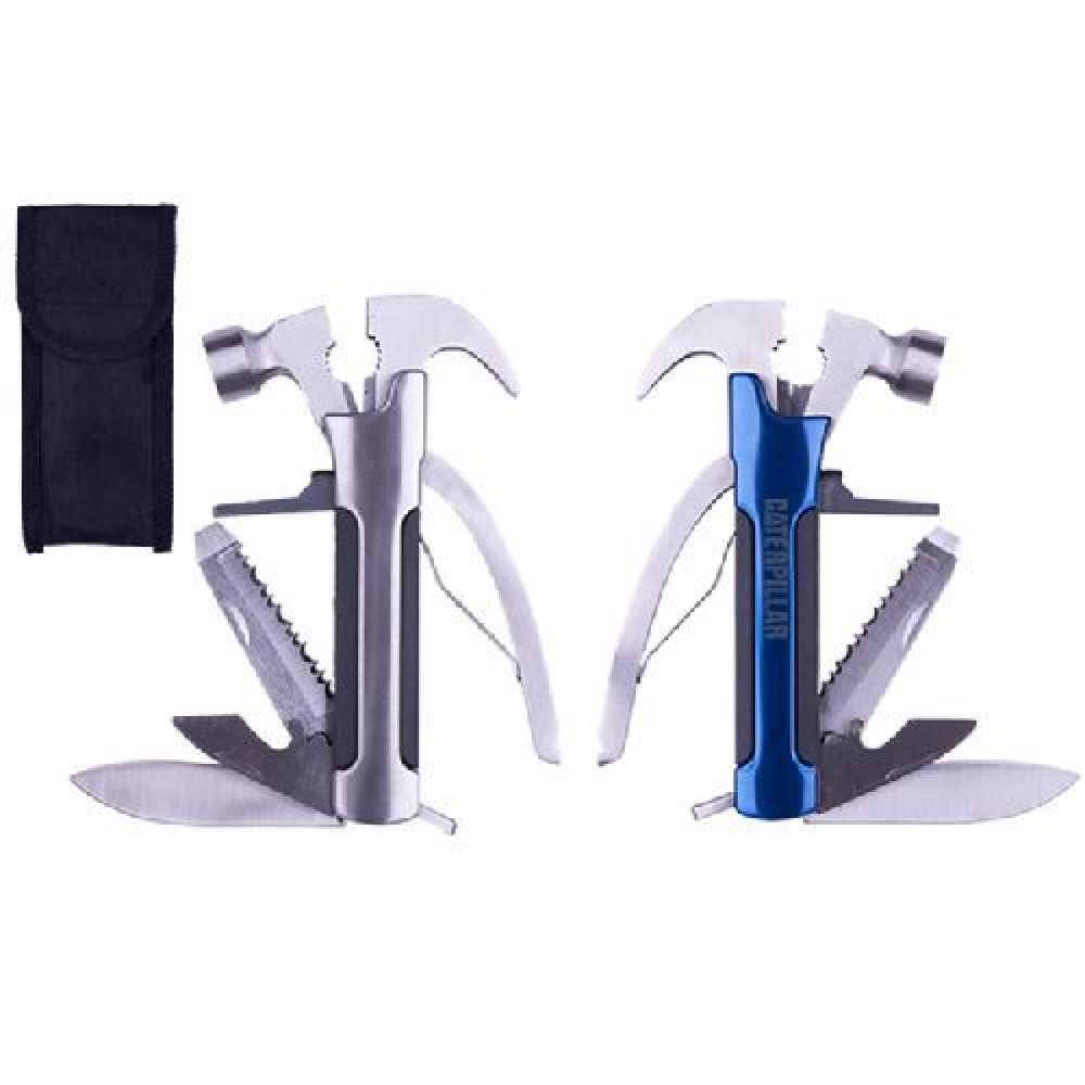 HERRAMIENTA PLEGABLE THOR   Herramienta plegable tipo martillo con 11 funciones. Incluye: martillo, pinzas, cortador de alambre, sacaclavos, 2 desarmadores planos, desarmador de cruz, destapador, lima, cuchillo y sierra. Cuenta con seguro de bloqueo para fijar las herramientas. Incluye estuche. Presentación: caja en color blanco. imagen