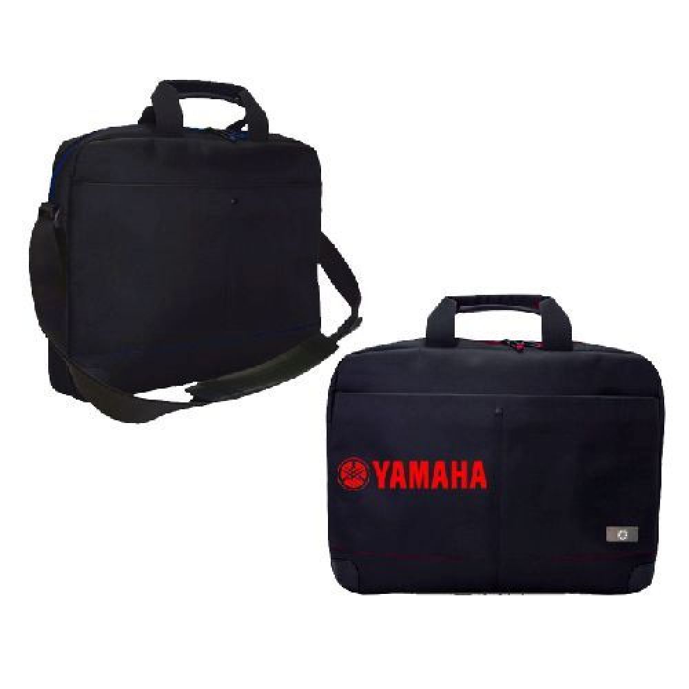 MALETIN PORTA LAPTOP ARGOS    Maletín porta laptop con placa metálica, 2 compartimentos exteriores y vivos en color rojo o azul. Para laptop de hasta 16 pulgadas. Cuenta con soporte acolchado para protección de la computadora, compartimento para credenciales y bolígrafos, asas superiores de transporte, correa ajustable y banda en la parte trasera para sujetarse sobre la maleta de viaje. imagen