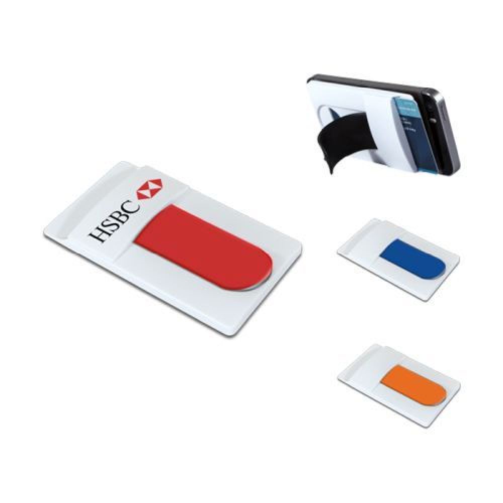 SOPORTE PORTA CELULAR    Soporte para celular con compartimento para tarjetas. imagen