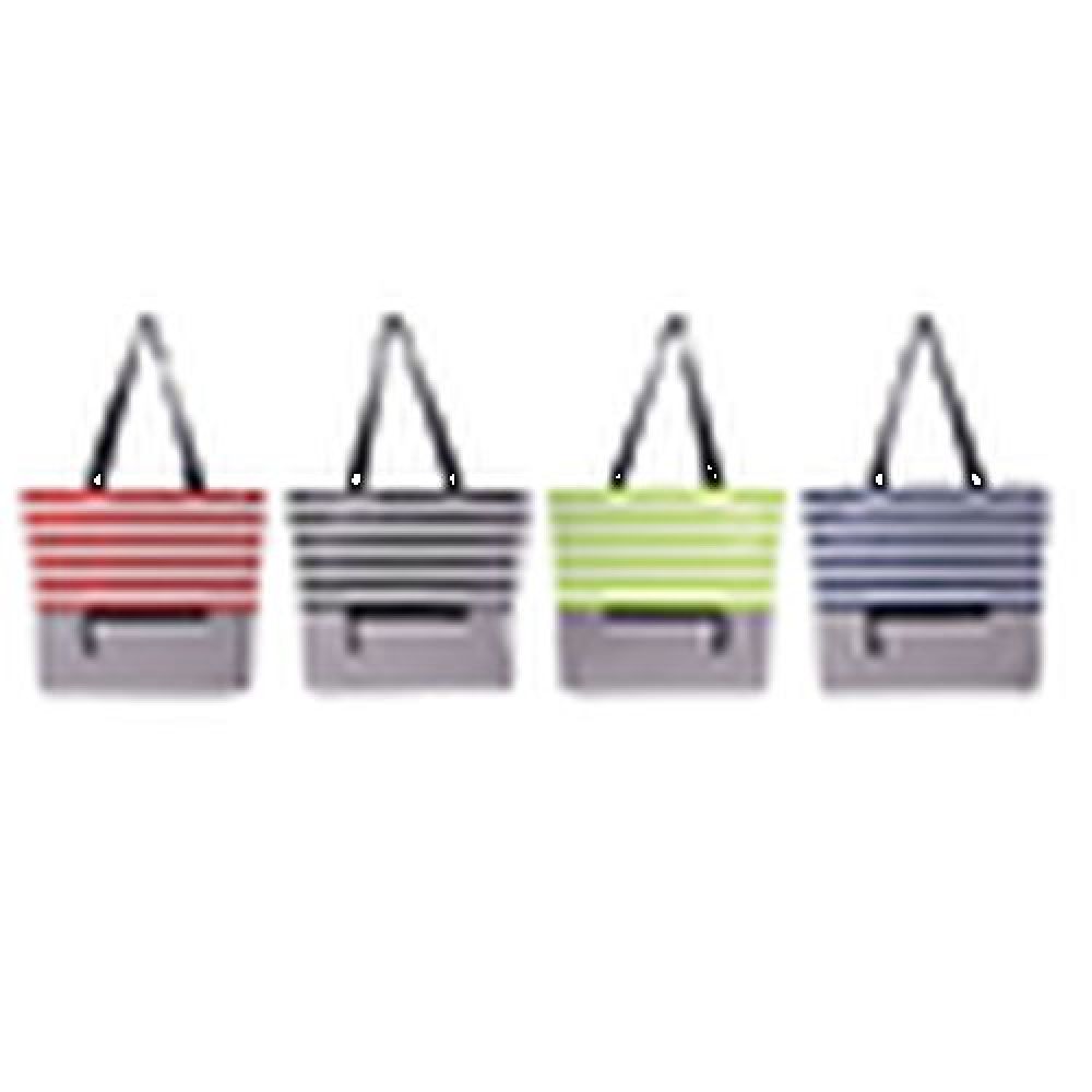 BOLSA CON DISEÑO FRANJAS MARGIN    Bolsa con diseño de franjas horizontales. Cuenta con bolso exterior de cierre y asas para transportar. imagen