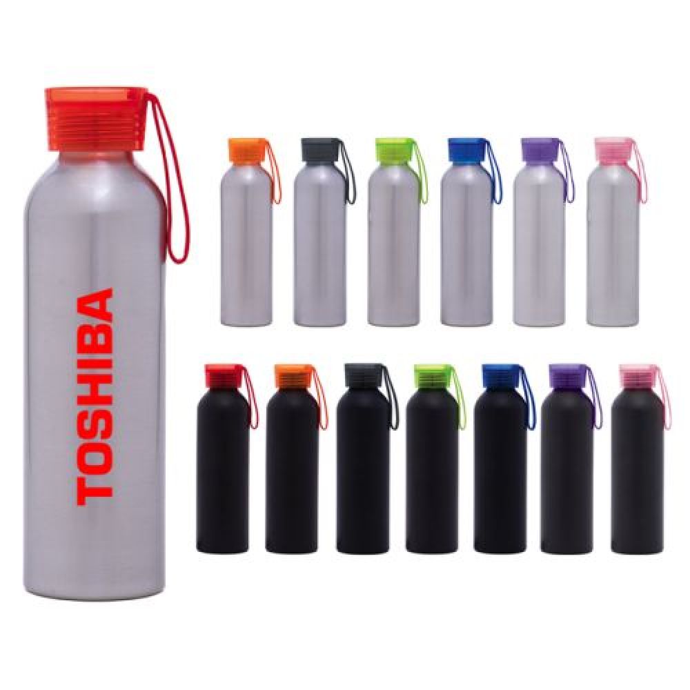 CILINDRO DE ALUMINIO   Cilindro metálico con boquilla de rosca. Tapa transparente en color con asa de silicón (Tapa modelo A2681 se vende por separado) CAP. 600 ml. imagen