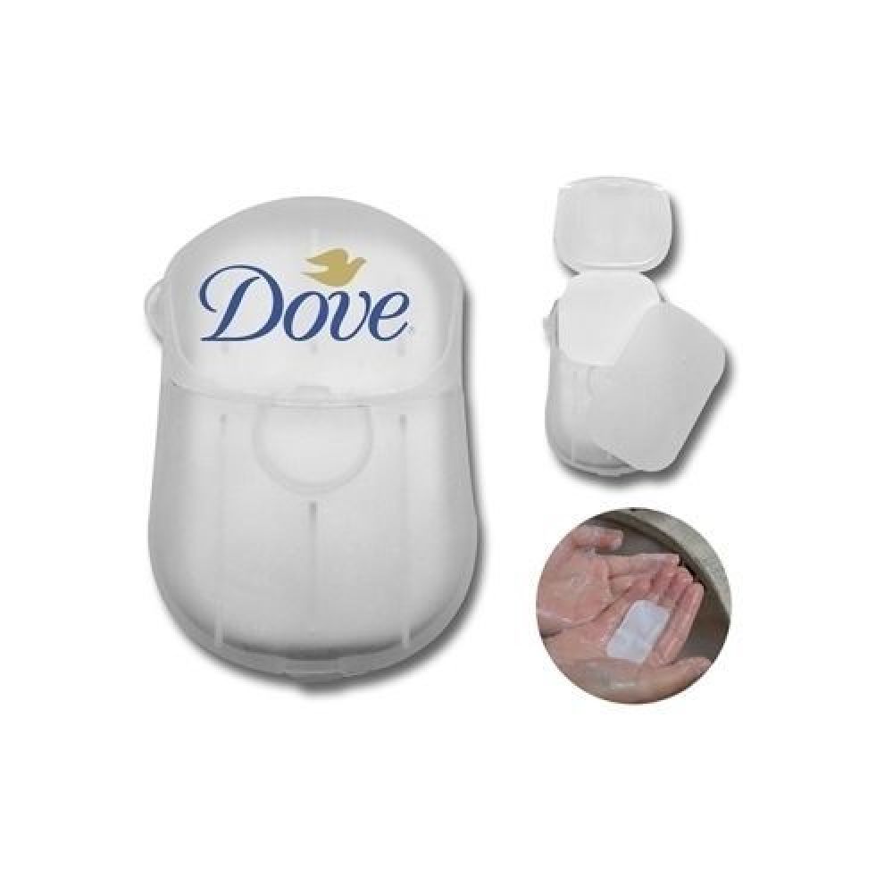 ESTUCHE PORTÁTIL LÁMINAS DE JABÓN ROXIE   Estuche portátil con láminas de jabón, ideal para viajes. Se puede transportar fácilmente en la bolsa, bolsillo, mochila, etc. Las láminas se deshacen al contacto con el agua lo que permite que cumpla correctamente la función de un jabón convencional. Contiene 25 láminas. imagen