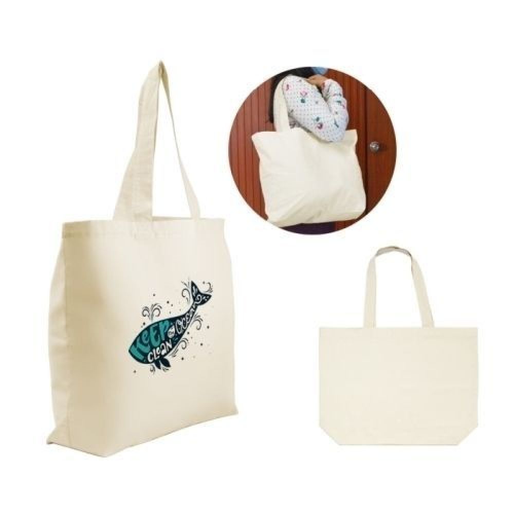 BOLSA ALGODÓN JENY   Bolsa cosida, 100% algodón con fuelle y asas. imagen