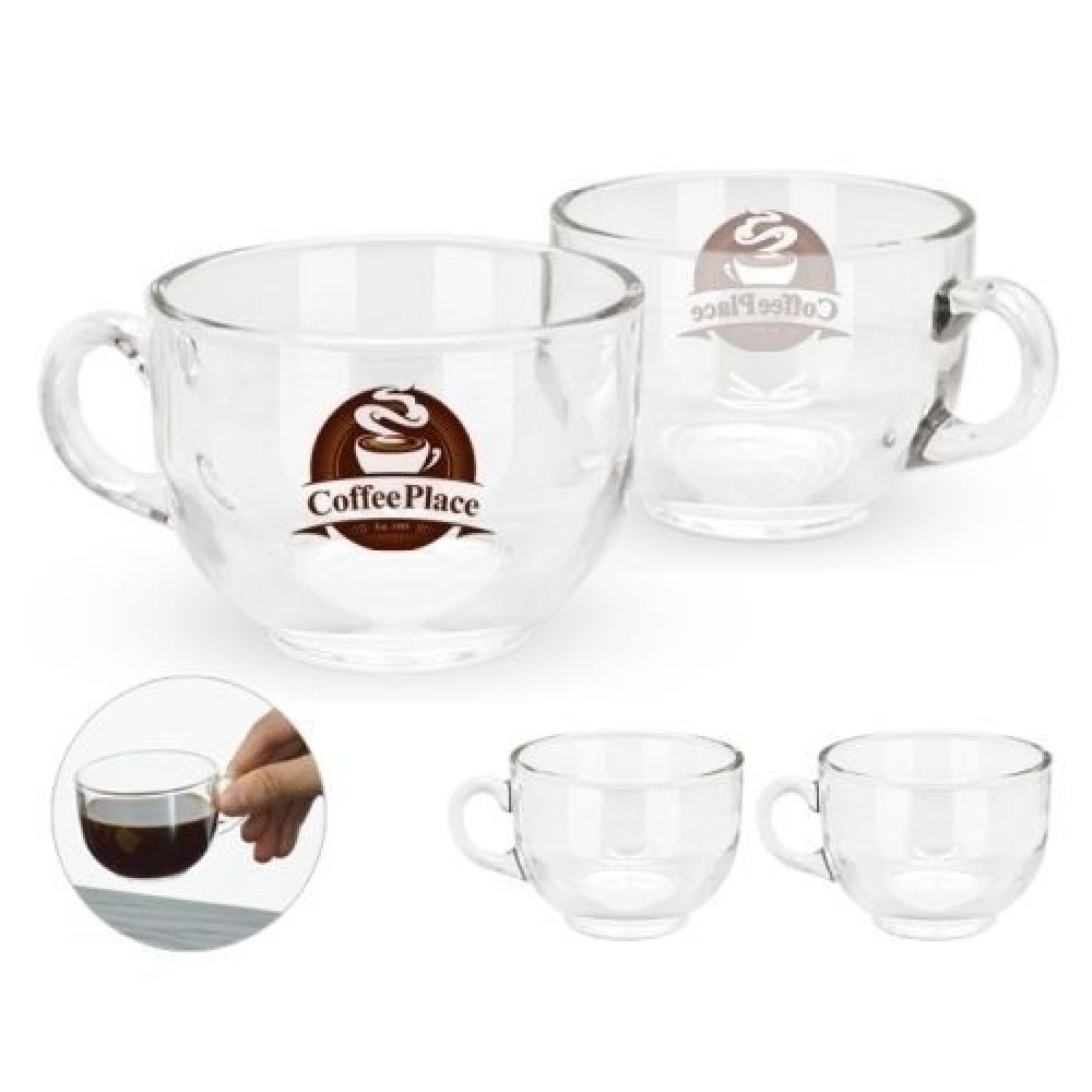 JUEGO DE TAZAS DE VIDRIO 5OZ ADEL Juego de 2 tazas de vidrio, ideales para café. Diseño redondo y asa ergonómica que permite un fácil agarre. CAP. 5 OZ. Presentación: caja en color blanco. imagen