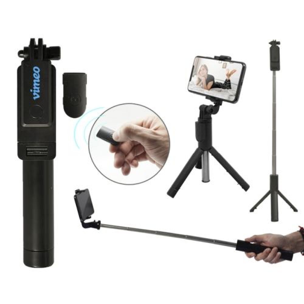 ACCESORIO TRIPODE SELFIE WALKER   Palo extendible para selfie con trípode y control remoto, por su tamaño es fácil de transportar, cuenta con base para celular con una rotación de 230 grados lo que permite un mejor manejo. Conexión bluetooth con distancia de hasta 10 mts. Compatible con iOS y Android. Medidas del tubo extendido con base: 68 cm. Presentación: Caja de regalo a color. imagen