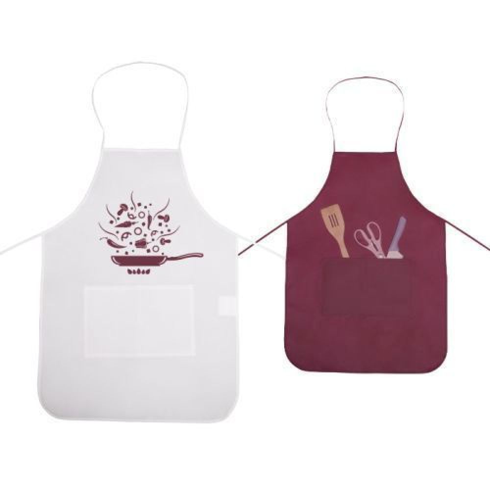 MANDIL DE NON WOVEN CON BOLSA FRONTAL OROPEZA   Mandil de Non Woven con doble bolsillo frontal, cintillo para el cuello y cordones para ajustar. imagen