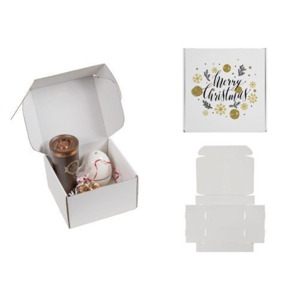 CAJA DE REGALO 20 x 20 x 12 CM   Caja de cartón blanco mate, ideal para regalos y kits promocionales. Se entrega desarmada. Venta en múltiplos de 10. imagen