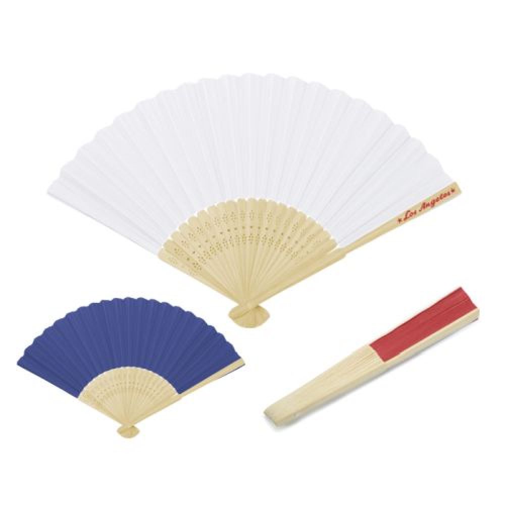 Abanico plegable de papel con baraja de bambú imagen