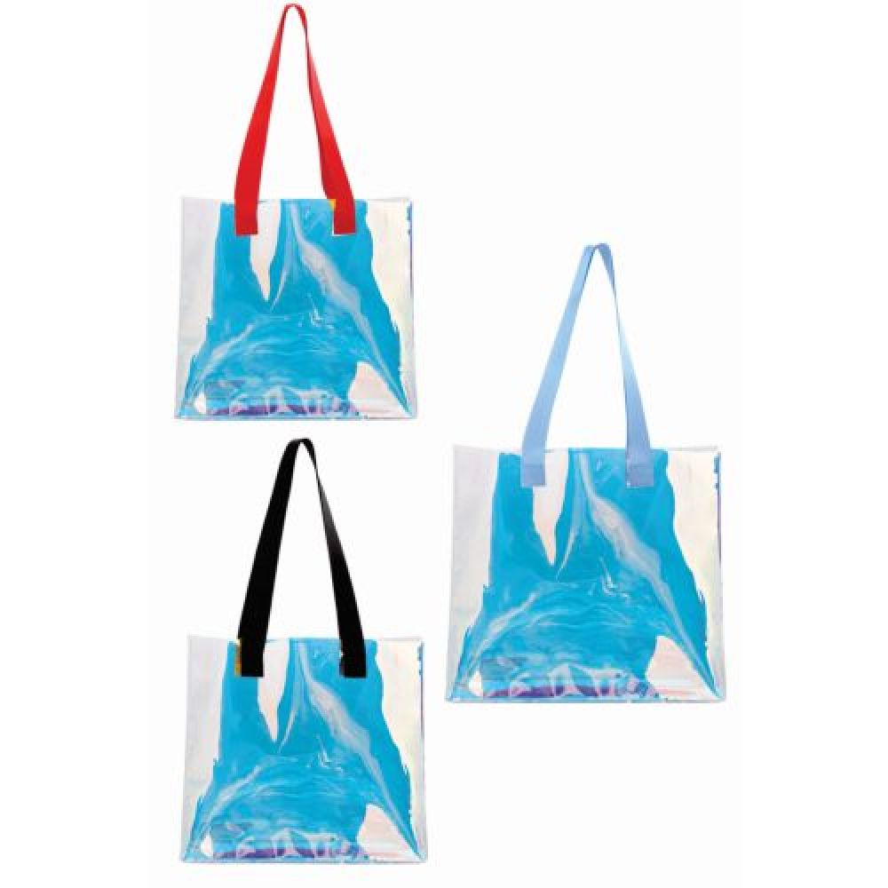 Bolsa con fuelle efecto tornasol con asas de color de poliéster imagen