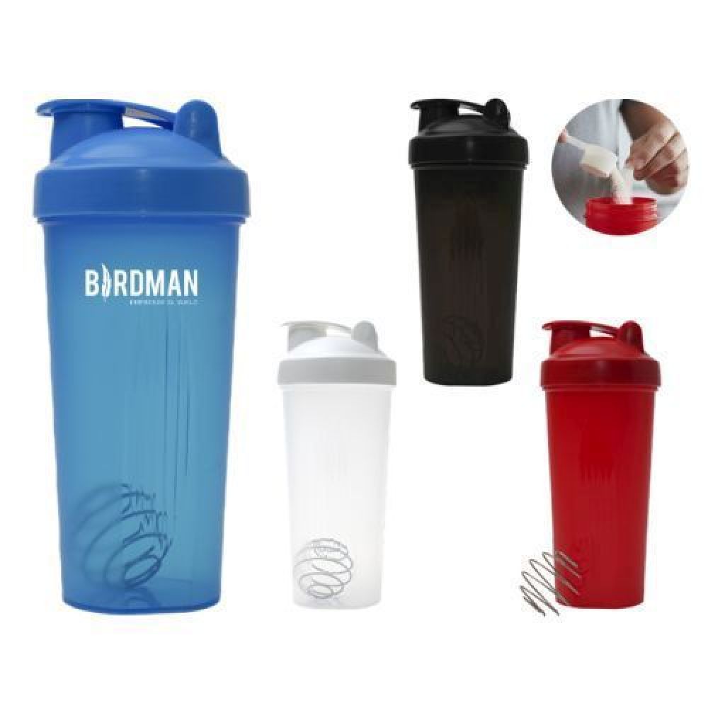 Cilindro shaker con esfera agitadora metálica, cuenta con escala grabada de 600 ml. Tapa de rosca anti derrames con boquilla elevable que cierra a presión. CAP. 600 ml. imagen