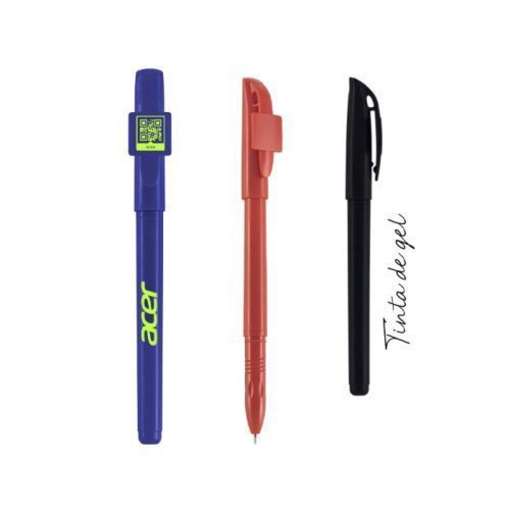 Bolígrafo de plástico de tinta de gel, tiene tapa con clip con área cuadrada, ideal para imprimir códigos QR imagen