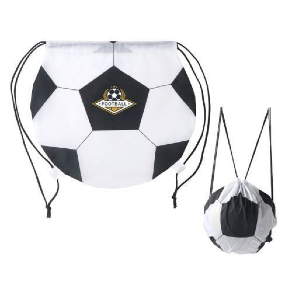 Morral con diseño de balón de fútbol soccer, cuenta con jaretas ajustables y apertura central de hasta 35 cm imagen