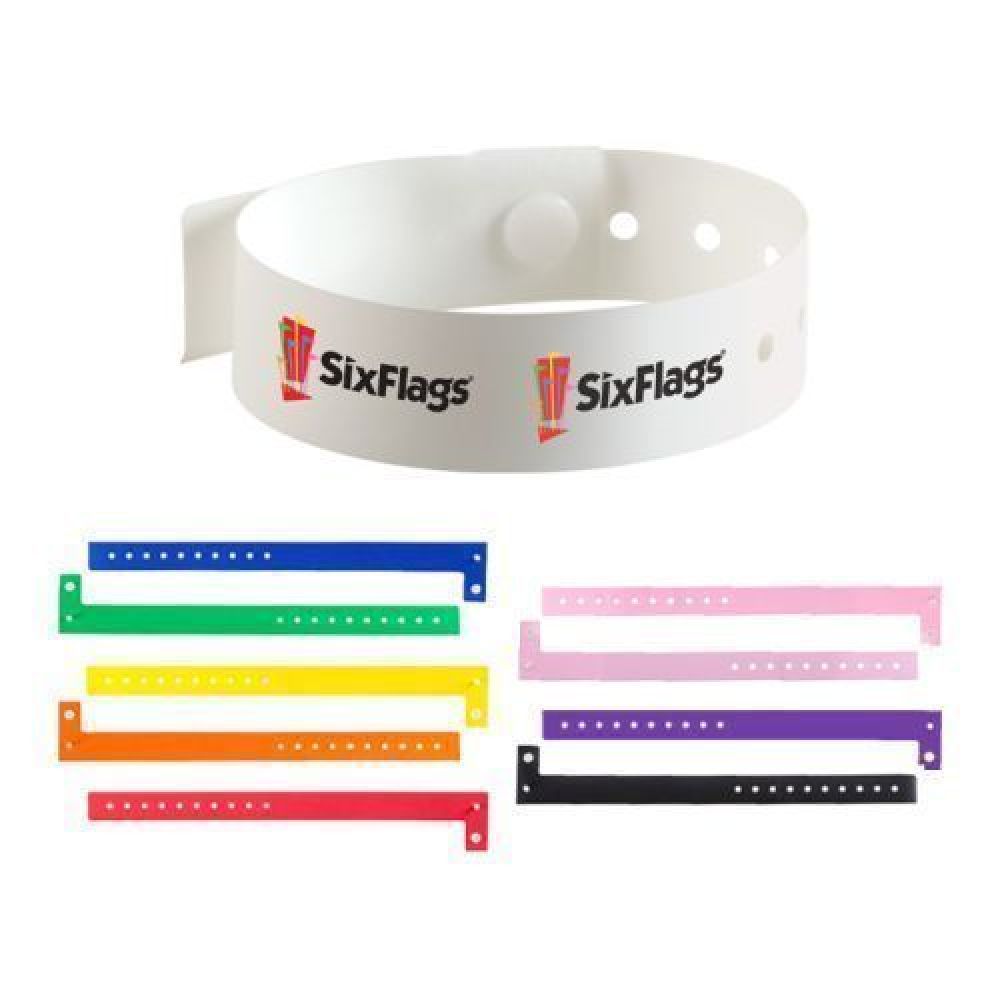 BRAZALETE PLASTIFICADO (PLANILLA 10 PZAS)Brazaletes plastificado mate, irrompible, con broche de seguridad. Se adapta a la muñeca. Área máxima de impresión: 9 x 12 cm. imagen