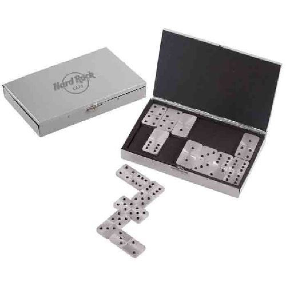 ESTUCHE DE MINI DOMINO DIAMAND   Mini estuche de dominó con piezas en aluminio grabadas. La caja cierra a presión. imagen