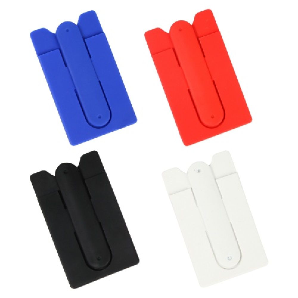 Porta tarjetas y soporte para celular. imagen