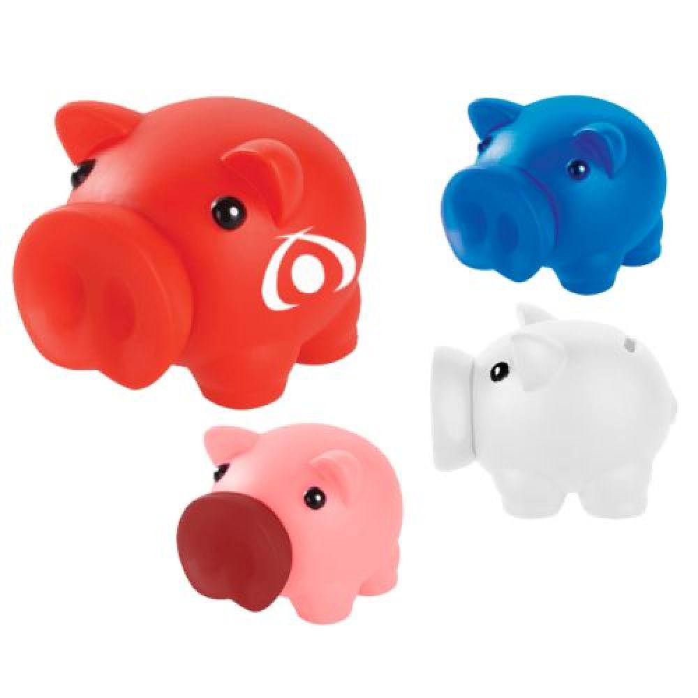 ALCANCIA PLASTICO BARRY   Alcancía de plástico en forma de cerdito. Tapón flexible (nariz) con cierre de presión. imagen