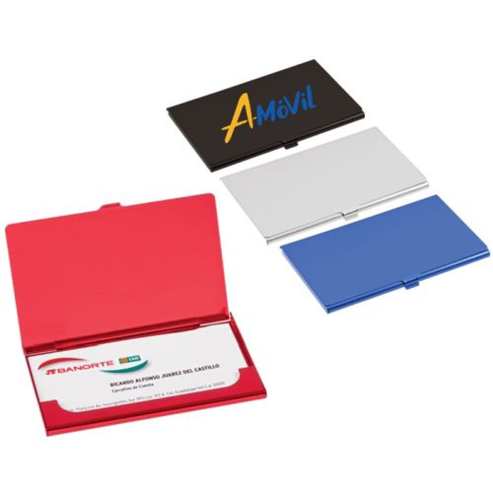 TARJETERO DE ALUMINIO LINUX Tarjetero de aluminio con acabado liso y cierre de presión. Capacidad 12 tarjetas. Presentación: caja en color blanco imagen