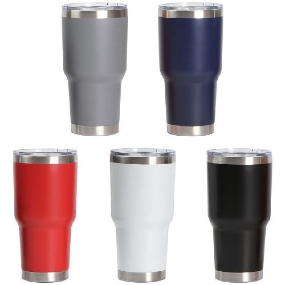 TERMO DE ACERO INOXIDABLE DOBLE PARED CON TAPA DE PLASTICO, ACABADO MATE 880ML, imagen