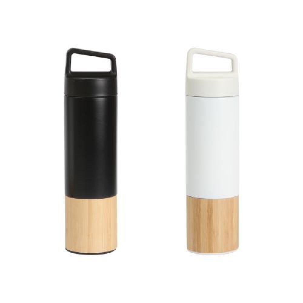 TERMO DOBLE PARED CON DETALLE BAMBU EN LA PARTA BAJA, TAPA DE ROSCA ANTI DERRAMES. 500ML imagen