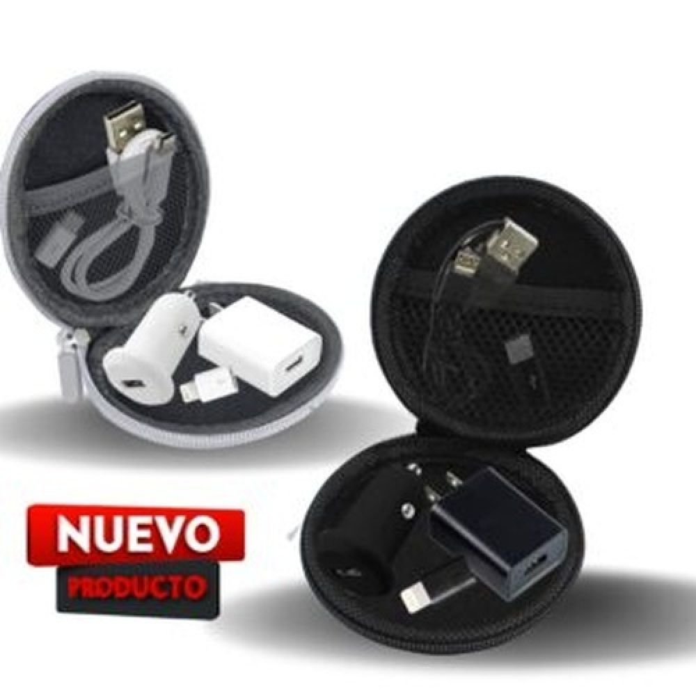 ADAPTADORES CASA/COCHE. INCLUYE ESTUCHE Y ENTRADAS PARA IPHONE Y ANDROID. imagen