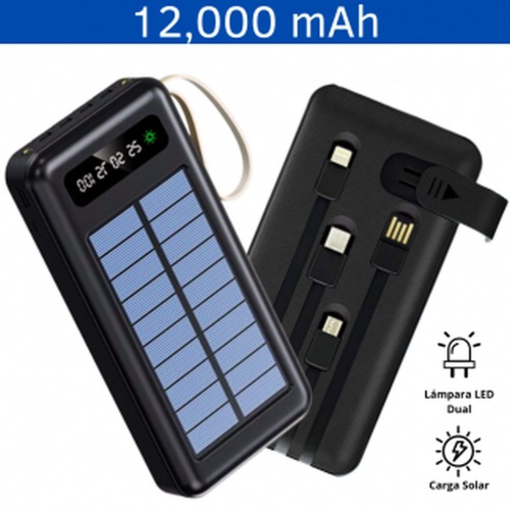 POWER BANK  SOLAR 4 EN 1 DE 12,000 mAh imagen