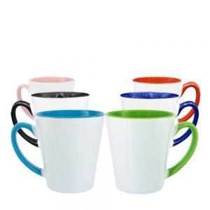 TAZA CONICA 12OZ INTERIO Y ASA COLORES ROSA