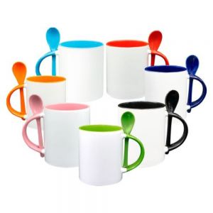 TAZA CUCHARA 11OZ INTERIRO Y ASA COLOR ROSA