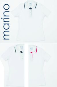 PLAYERA TIPO POLO DAMA PIQUÉ BLANCO/COLOR COMBINADO CH-M-G-XG  50% ALGODÓN 50% POLIESTER  235 GR/M2