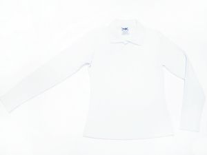 PLAYERA MANGA LARGA BLANCA TIPO POLO WAFFLE DAMA 50/50, ALG/POL 235GR/M2, CH-XG