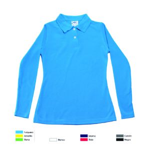 PLAYERA MANGA LARGA  COLOR TIPO POLO WAFFLE DAMA 50/50, ALG/POL 235GR/M2, CH-XG