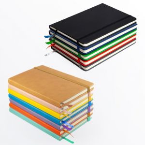 Libreta de cubierta dura de PU, banda elástica y separador con 80 hojas rayadas, Mod. Kiel Color