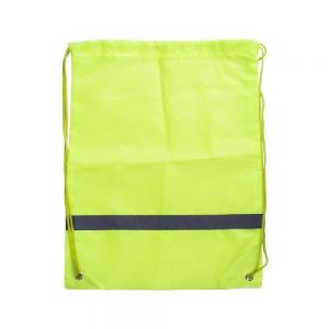 MORRAL PLEGABLE REFLEX  Práctica bolsa de poliéster con jaretas y ojal metálico, acabado fosforescente con cinta reflejante. Ideal para ciclistas.