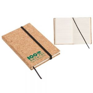 LIBRETA KORK   Libreta tamaño A6 con 80 hojas rayadas (160 páginas). Incluye separador de hojas, elástico vertical y elástico para sujetar el bolígrafo.