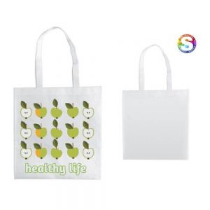 BOLSA ECOLOGICA DE SULIMACIÓN MARIANA   Bolsa ecológica de Non Woven cosida con asas largas. Ideal para sublimar. Temperatura y Tiempo sugeridos para sublimar: 190 grados / 60 seg.