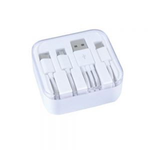 CABLE MULTICONECTOR USB Cable conector USB con adaptador dúo, para iPhone y Android, así como tipo C. (Sujeto a compatibilidad a equipos telefonicos).