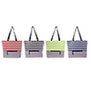 BOLSA CON DISEÑO FRANJAS MARGIN    Bolsa con diseño de franjas horizontales. Cuenta con bolso exterior de cierre y asas para transportar.