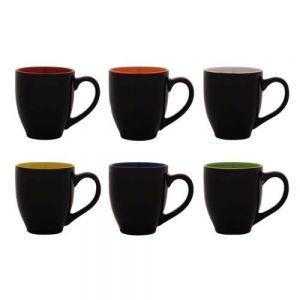 TAZA BICOLOR 15 OZ SORA    Taza negra con recubrimiento brillante, interior brillante a color. CAP. 15 OZ. Venta en múltiplos de 12.