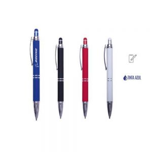 Bolígrafo metálico delgado y ligero de tinta , es de color sólido con acabado brillante, cuenta con clip, punta y detalles en cromo. Tiene touch del color del bolígrafo para dispositivos táctiles. Mecanismo retráctil