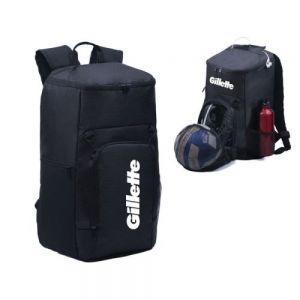 MOCHILA TIPO BACK PACK   Mochila tipo back pack con compartimiento principal amplio, parte exterior que funciona como zapatera, bolsa inferior con malla desmontable que sirve para colocar balones se ajusta con las argollas exteriores. Compartimento en la parte superior para guardar accesorios y salida para audífonos. Bolsa lateral de malla. Correas acolchadas ajustables y asa superior.
