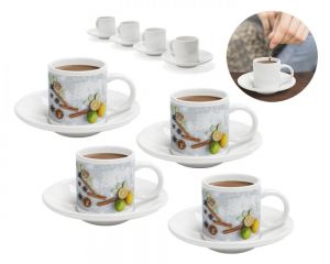 JUEGO DE TAZAS 3 OZ CON PLATO DE SUBLIMACIÓN MEETING  Juego de café o té para sublimar, incluye 4 tazas con su plato. CAP. 90 ml. (3 OZ). Presentación: caja en color Kraft.