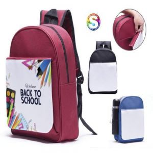 MINI MOCHILA CON SOLAPA PARA SUBLIMACIÓN JUSTIN     Mini mochila con solapa desmontable para sublimación, con cierre y broche de pegol, asa y correas ajustables, cuenta con un compartimento frontal y 2 bolsas laterales de malla con resorte.